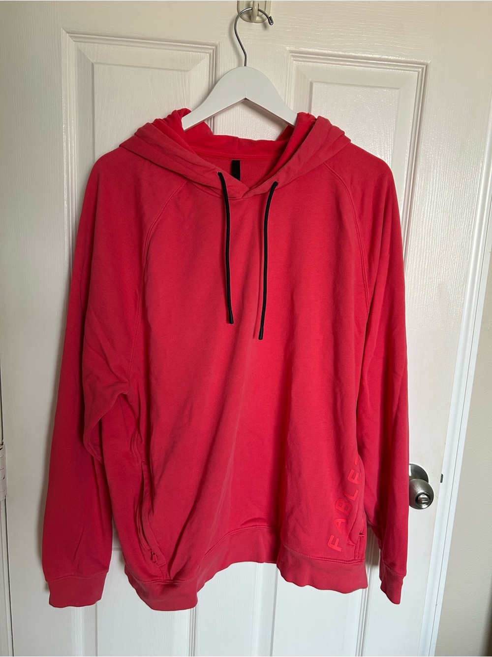 Women's Fabletics XXL Coral Pink Watermelon Pullover Hoodie Sweatshirt